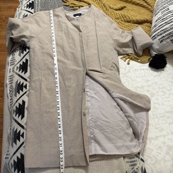 Eileen Fisher Tan Trench Coat Minimalist Oversized Design - Picture 6 of 11